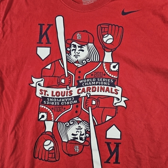 Nike  St. Louis Cardinals red TShirt 2XL Playing Cards Men’s MLB Baseball - Picture 6 of 8